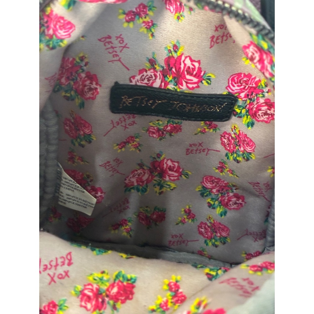 Betsey Johnson Mini Backpack Purple Floral Puppy Dog Bag Kitsch Kawaii Coquette - Picture 7 of 13